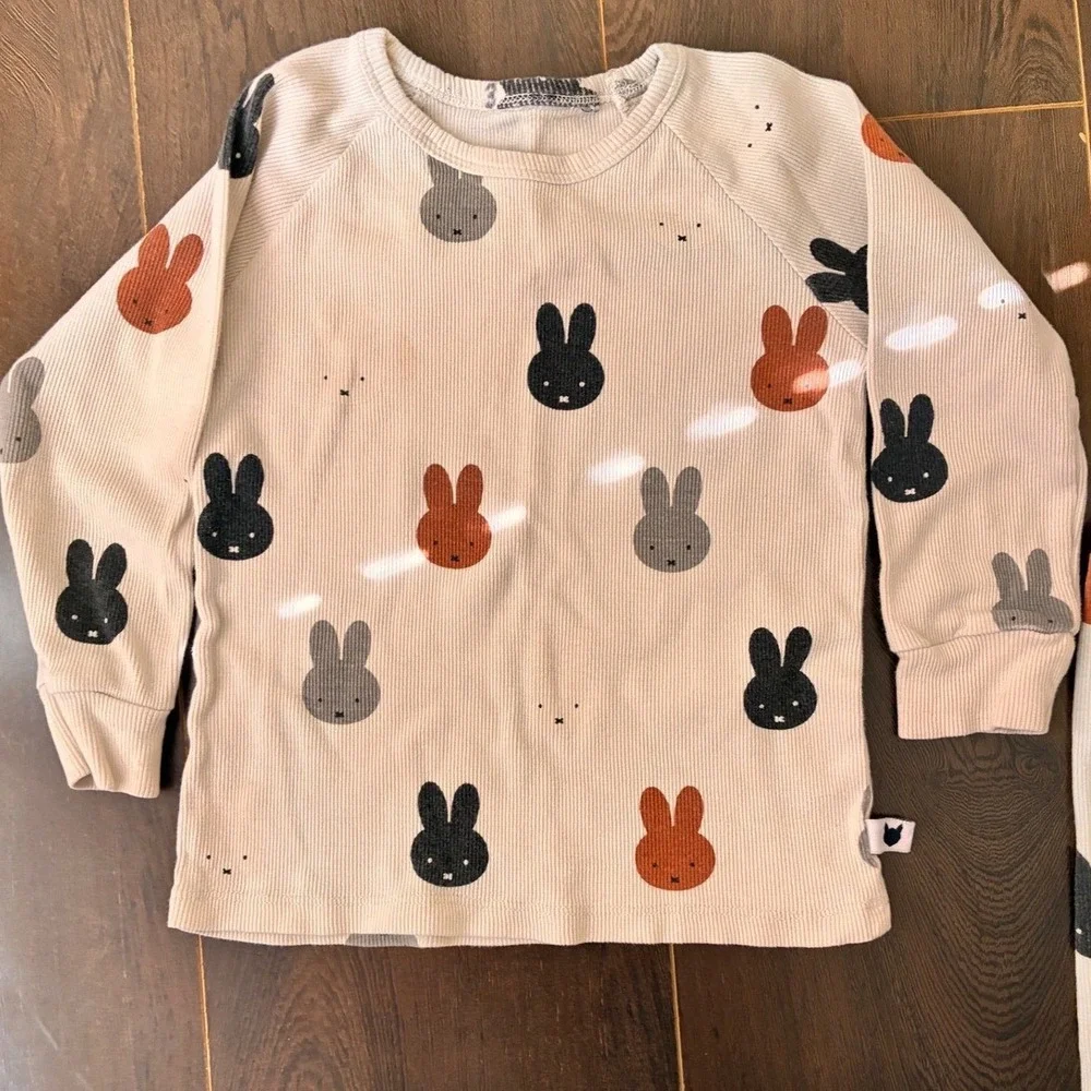 Tobias‎ & the Bear Miffy Bunny Ribbed Knit Pajama Set Kids 3T 2PC